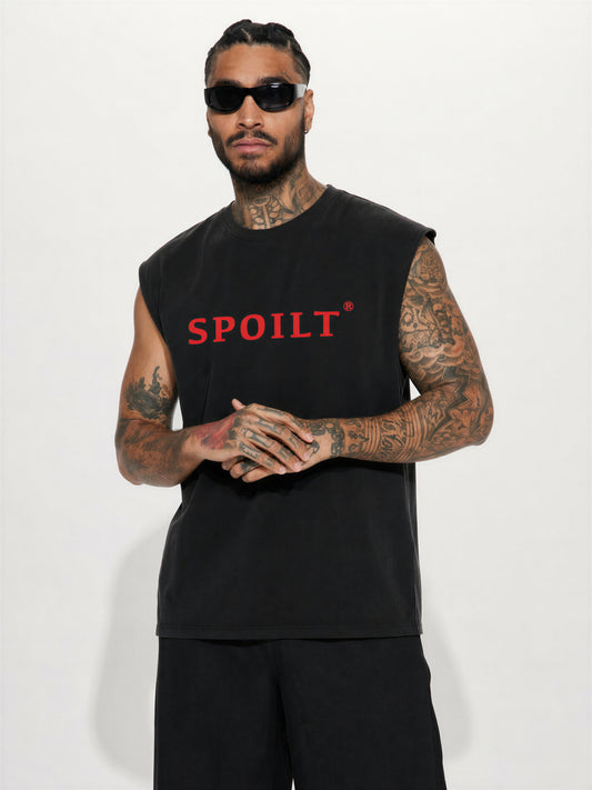 RED SPOILT ®️ TANK TEE IN BLACK
