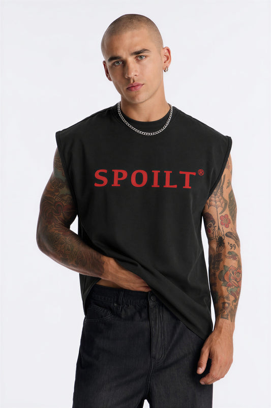 RED SPOILT ®️ TANK TEE IN BLACK