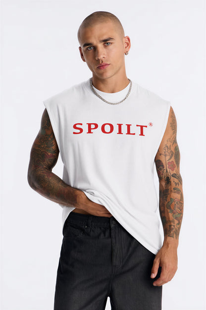 RED SPOILT ®️ TANK TEE IN WHITE
