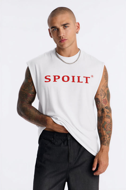 RED SPOILT ®️ TANK TEE IN WHITE