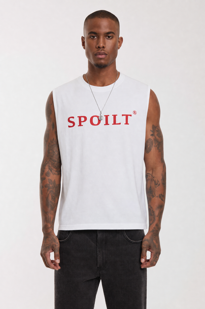 RED SPOILT ®️ TANK TEE IN WHITE