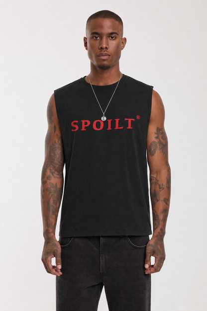 RED SPOILT ®️ TANK TEE IN BLACK