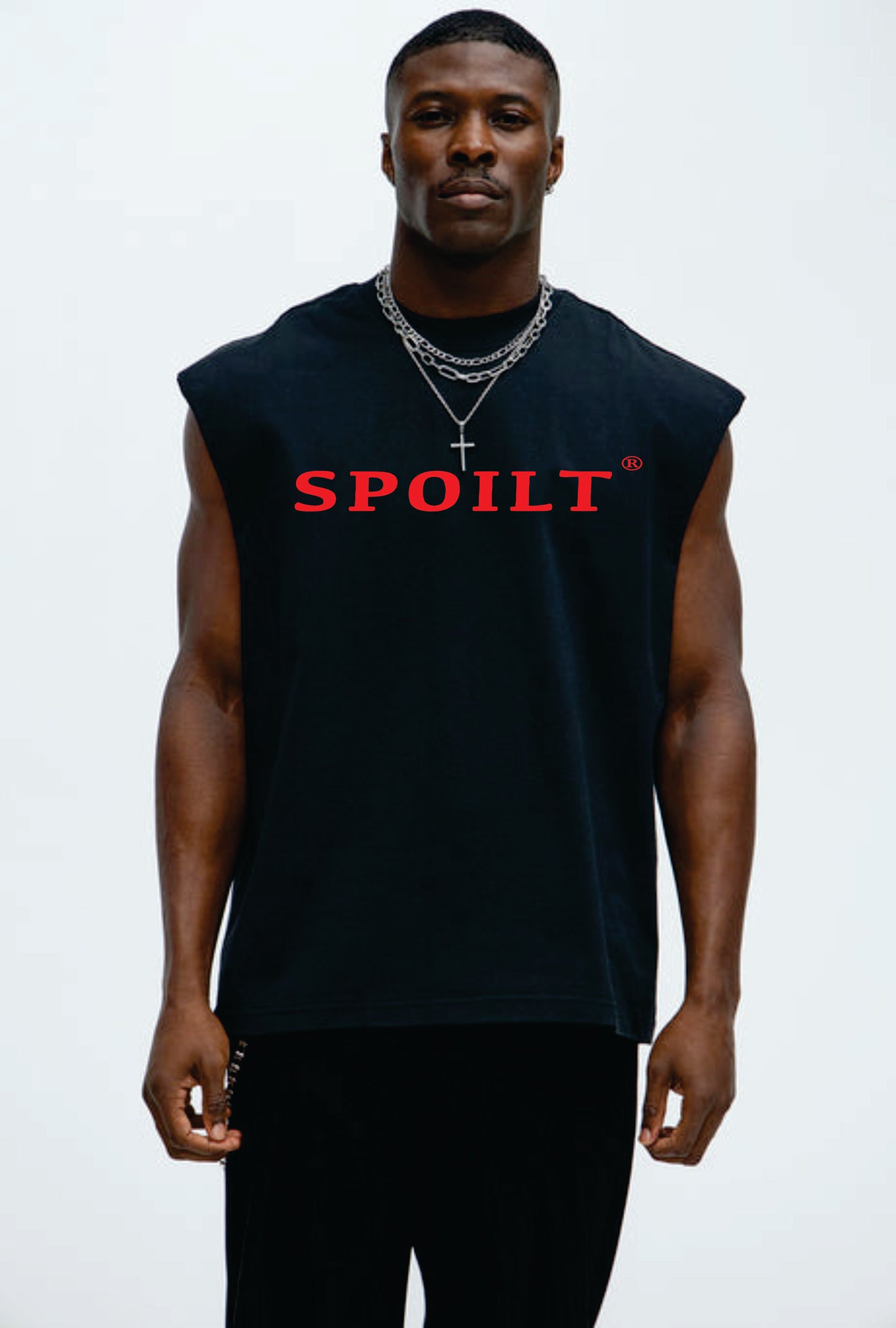 RED SPOILT ®️ TANK TEE IN BLACK