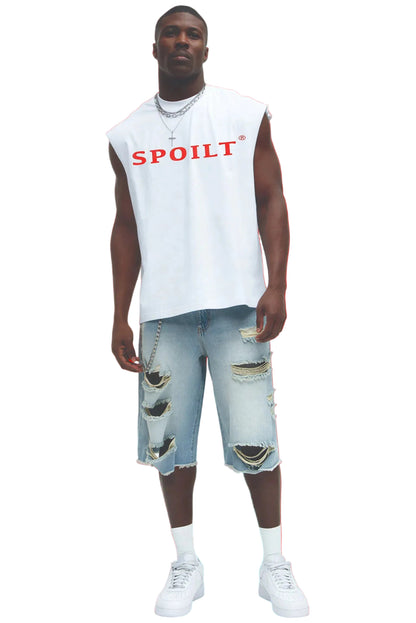 RED SPOILT ®️ TANK TEE IN WHITE